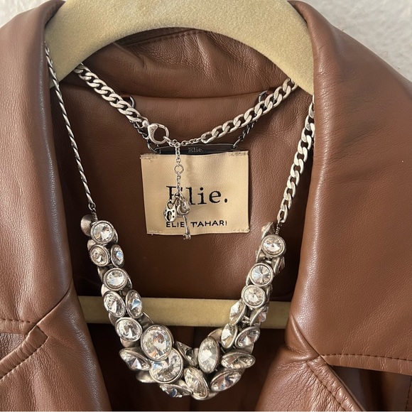 ELIE TAHARI Faux Leather Tan Vest Dress Wrap - Picture 2 of 5